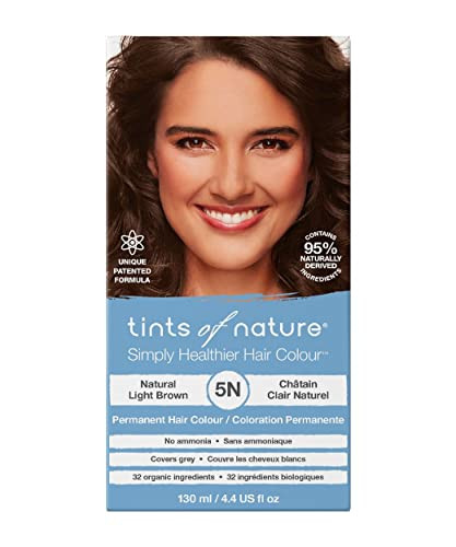 Tints of Nature 5N Natural Light Brown Permanent Hair Dye, Nourishes Hair & Covers Greys, Ammonia-Free, 4.4 fl oz