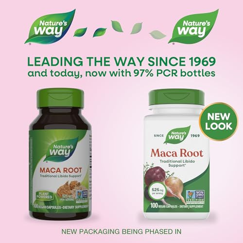 Nature's Way Maca Root, Traditional Libido Support*, 525 mg per Serving, Non-GMO Project Verified, 100 Vegan Capsules (Packaging May Vary)