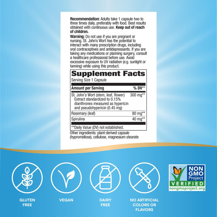 Nature's Way St. Johns Wort Premium Extract Promotes Positive Outlook* Non-GMO 90 Capsules