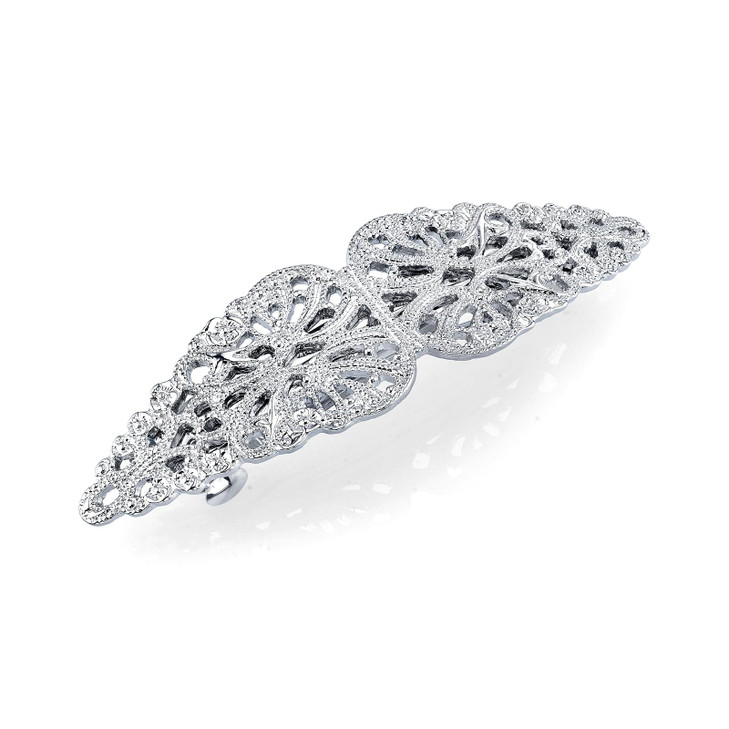 1928 Jewelry Filigree 4 Inch Hair Barrette Clip For Women, (1 Pcs)