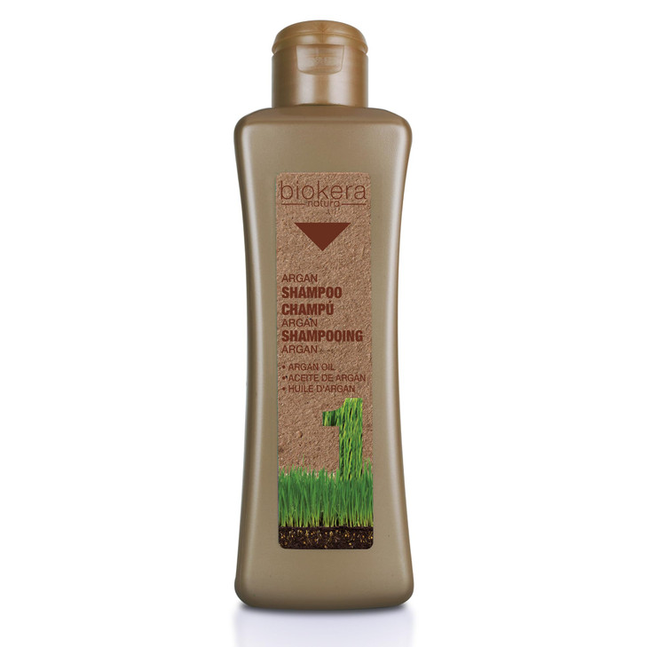 SALERM - Argan Shampoo Biokera Natura - 300 ml - for Damaged Hair - with Argan and Cotton Oil - Deep Hydration - Gentle and Effective Cleaning - Shin
