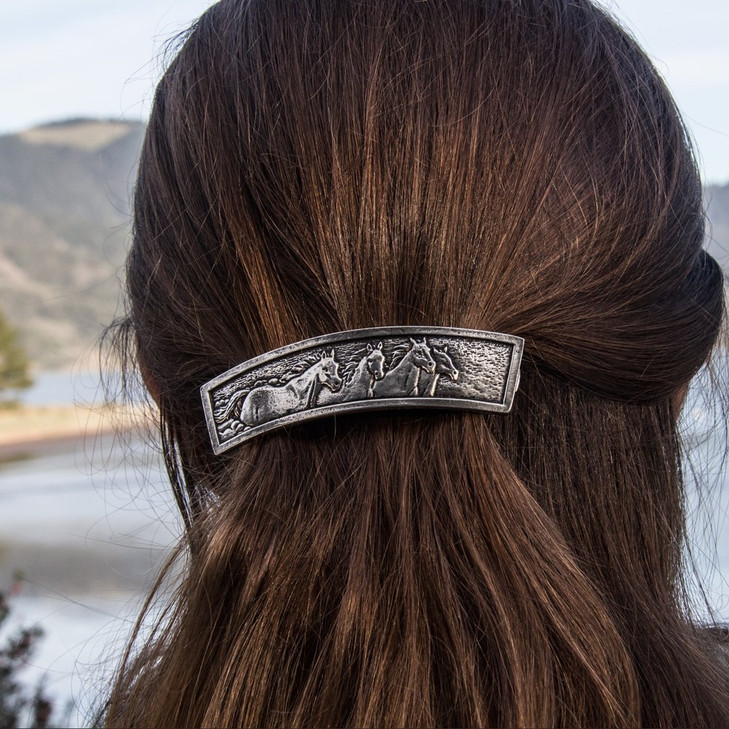 Horses Hair Clip, Hand Crafted Metal Barrette Made in the USA with a Large 80mm Clip by Oberon Design