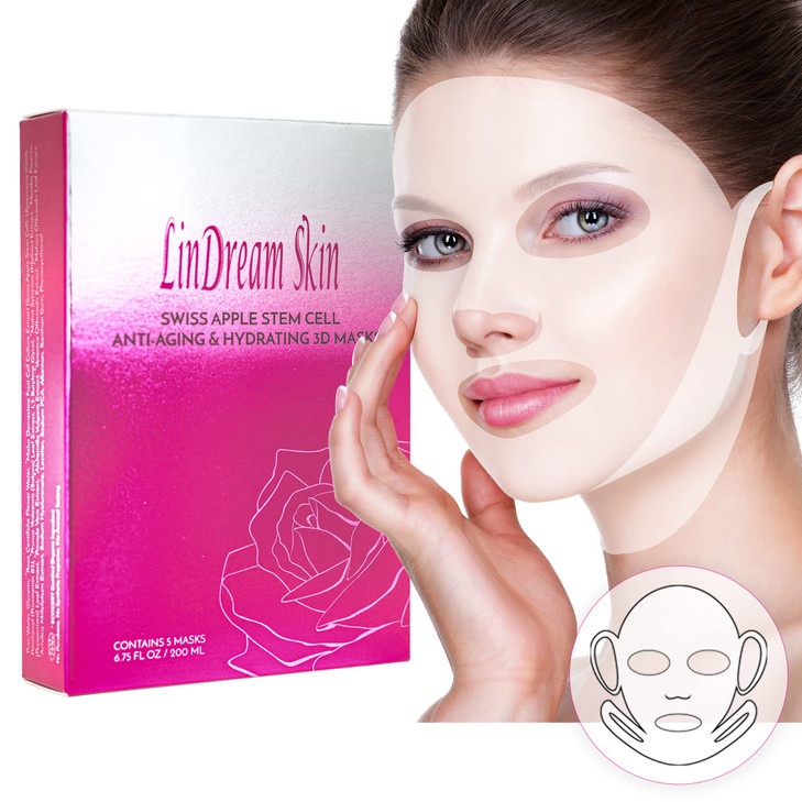LINDREAM SKIN Sheet Masks for Face Chin Neck All in One - Moisturizing Facial Mask Skincare Set for Women and Men - Beauty Spa Anti Aging Treatment -