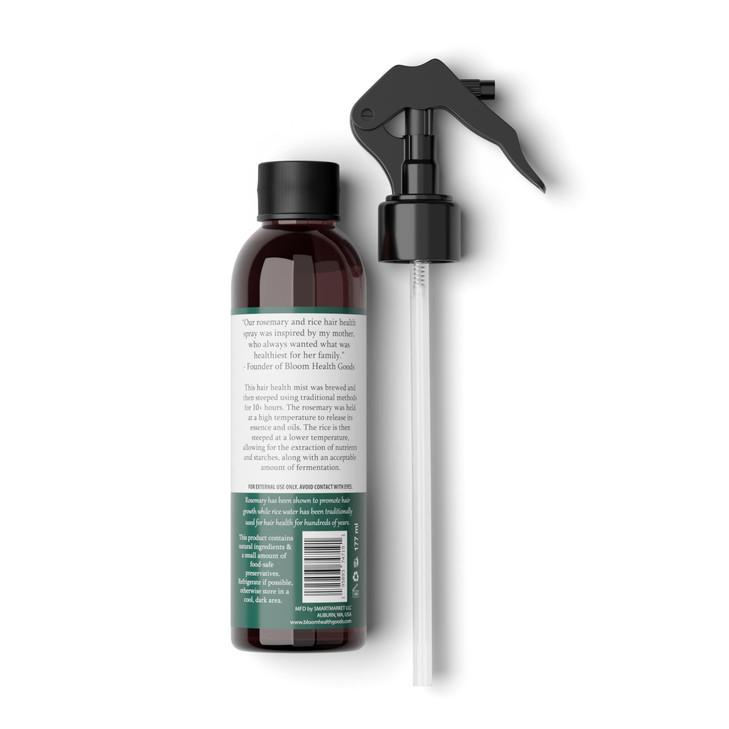 Rosemary & Fermented Rice Water Hair Growth Spray  Whole Plant Natural Ingredients for Strong, Healthy Hair (6 oz)