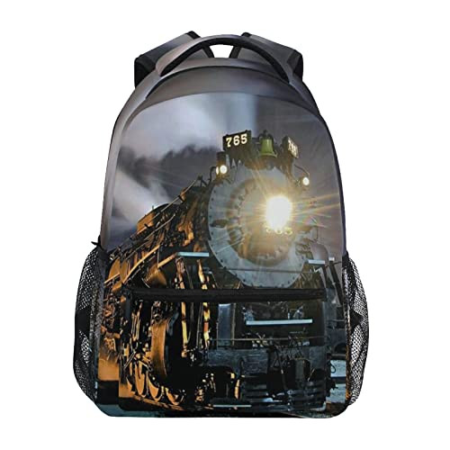 Kid Vintage Locomotive Train School Backpack for Kids Boys,Retro Train Backpack Student College School Bag Bookbag for Primary Junior High School, Ca