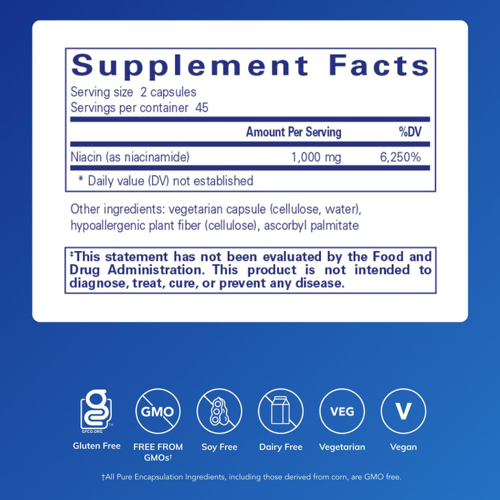 Pure Encapsulations Niacinamide | Vitamin B3 Supplement to Support Energy Metabolism, Joint Mobility, and Metabolic Function* | 90 Capsules