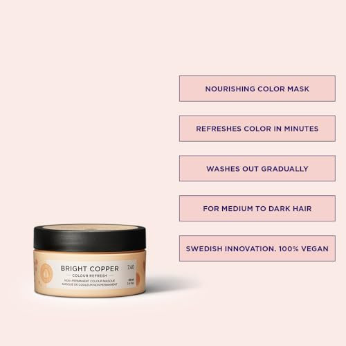 Maria Nila Colour Refresh, Bright Copper 3.4 Fl Oz, Copper Hair Mask, Semi-Permanent Pigments, 100% Vegan & Sulfate/Paraben free