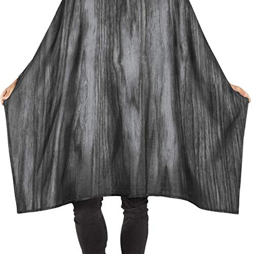 Betty Dain Wood Grain Styling Cape, Dark Wood Grain Print, Lightweight Polyester, Water Resistant, Snap Closure, Easy Care Machine Washable, 45 x 60