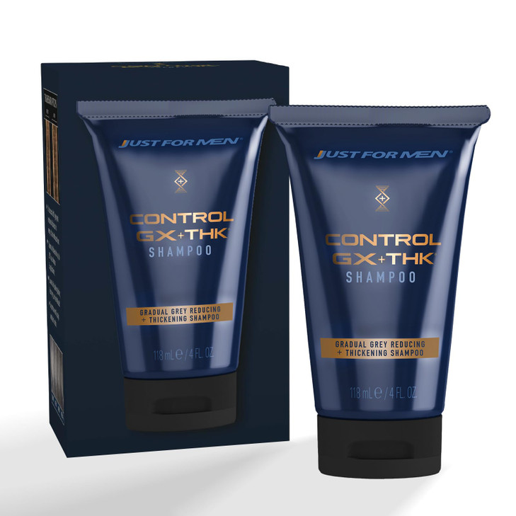 Just for Men Control GX + THK Thickening Shampoo with Grey Reduction, Shampoo for Thinning Hair with Alpha Keratin, Thickens Hair Up to 20%, Works wi