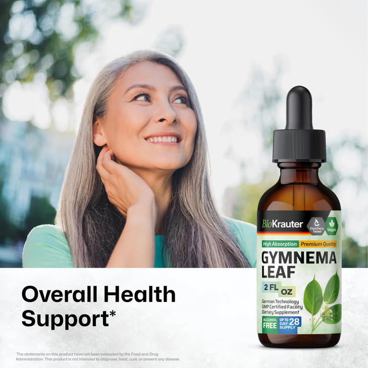 BIO KRAUTER® Gymnema Sylvestre - Liquid Drops Gymnema Sylvestre Extract 530 mg per Serving 2 Fl.Oz 28-Day Supply - Pure & Vegan Gurmar for Glucose Me