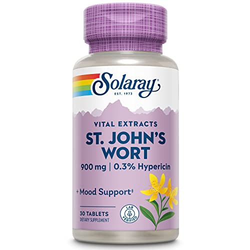 SOLARAY St John's Wort 900 mg, Once Daily Mood Support Supplement, Standardized to 0.3% Hypericin for Brain Health Support and a Balanced Mood, 60-Da