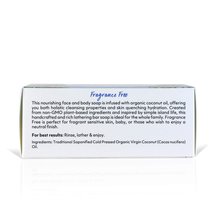 Coco Fiji Soap Bar for Face and Body Infused With Organic Coconut Oil, Fragrance Free, Essential Oil, Natural Soap for Moisturizing & Pore Purifying
