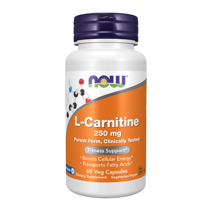 NOW L-carnitine 250mg, 60 Capsules (Pack of 2)