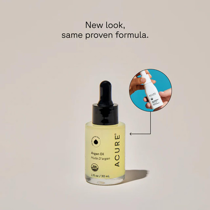 Acure The Essentials Argan Oil - Organic Argan Oil for Hair & Skin, Pure Nourishing Moisture Treatment for Face & Body, Carrier Oil for Essential Oil