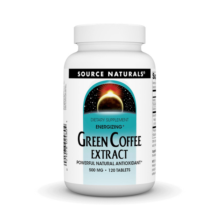 Source Naturals Energizing Green Coffee Extract, Powerful Natural Antioxidant*, 500 mg Tablet - 120 Tablets
