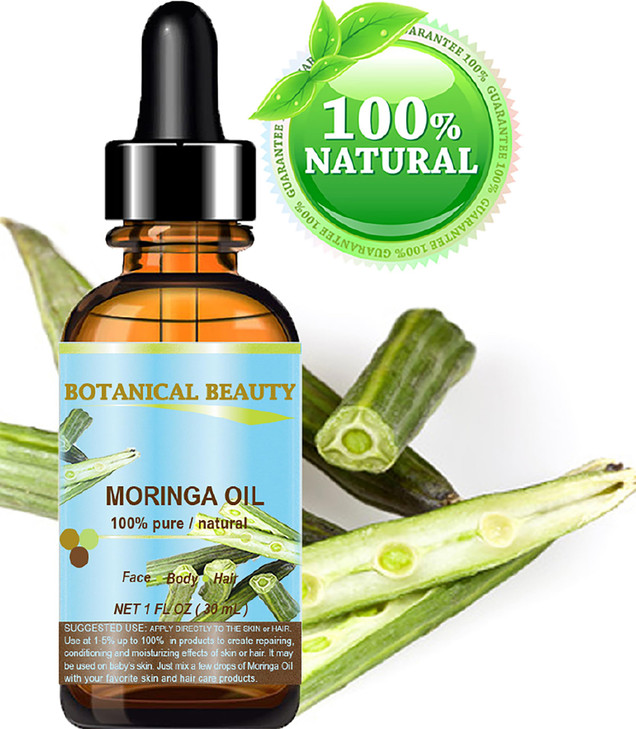 Botanical Beauty? Moringa Oil 100% Pure Natural Undiluted Cold Pressed Carrier Oil. 1 Fl.oz.- 30 ml. for Face Skin, Hair, Lips, Nails. Rich in Vitami