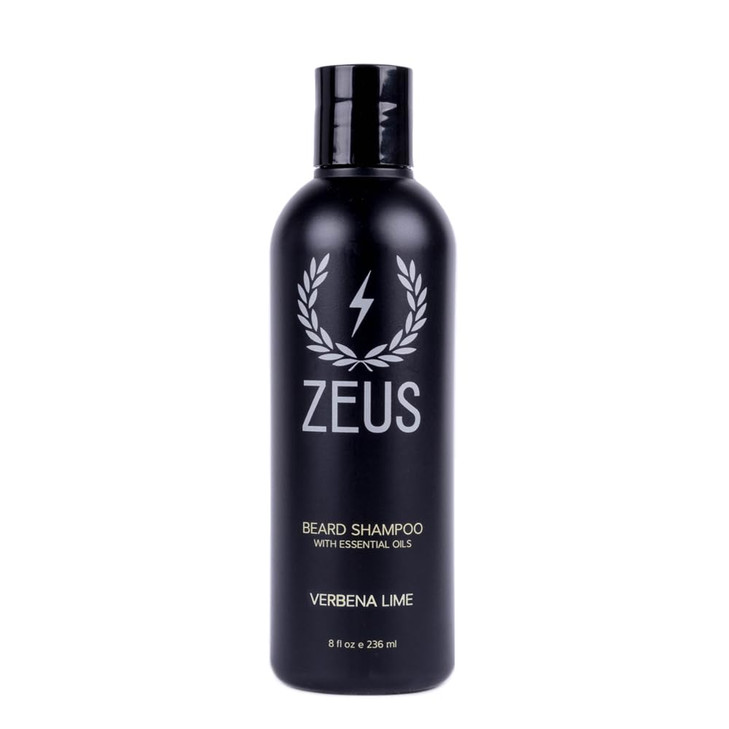 ZEUS Beard Shampoo - Cleansing & Moisturizing with Green Tea & Natural Ingredients to Soften, 8 oz (Made in USA) Verbena Lime