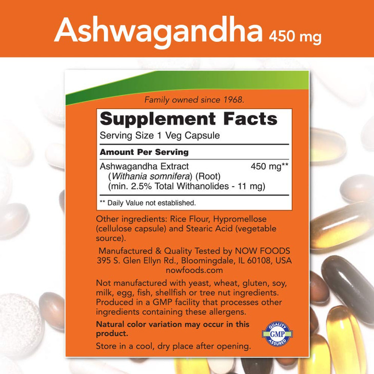 Now Foods Ashwagandha Extract 450mg, 90 VCaps (Pack of 2)
