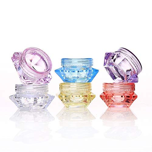 100Pcs Purple Refillable Empty DIY Cosmetic Pot Jars Case Diamond-shape Sample Bottles Vials Container for Eye Shadow Nails Powder Jewelry Makeup Cre