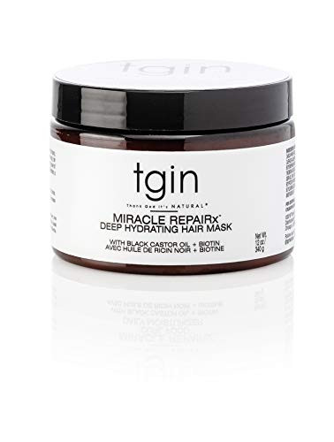 tgin Miracle RepaiRx Deep Hydrating Hair Mask for Curly, Coily and Wavy Hair, with Biotin and Black Castor Oil, Deep Moisture and Repair for Damaged,