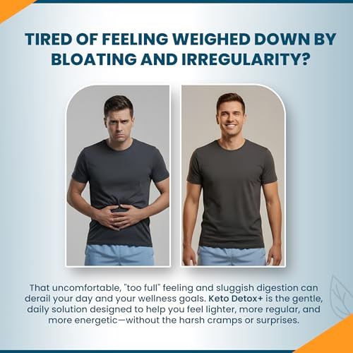 Keto Detox+ Daily Colon Cleanse | Supports Bloating Relief, Digestive Health & Comfortable Regularity | with Psyllium Husk, Acai Berry, Inulin & Cape