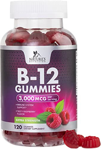 B12 Energy Gummies 3000 mcg - Extra Strength Vitamin B 12 Gummy for Metabolism & Immune System Support - Chewable Dietary B12 Supplements for Adults