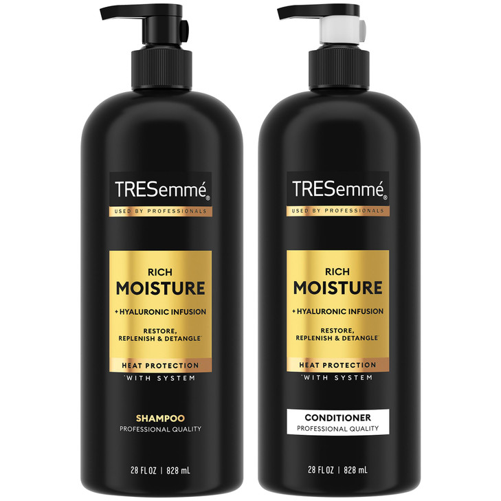 TRESemmé Shampoo & Conditioner, Rich Moisture  Moisturizing Hair Care with Hyaluronic Acid, Paraben-Free, 28 Oz Ea