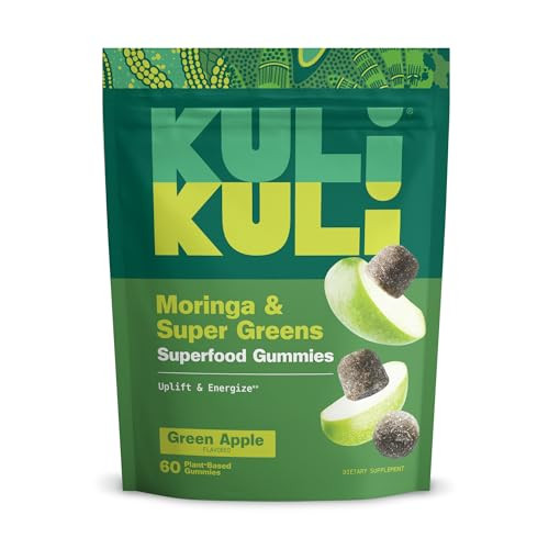 Kuli Kuli Super Energy Gummies - Energy Supplements with Moringa, Caffeine-Free Natural Energy Booster - 60 Non-GMO, Gluten-Free Moringa Gummies