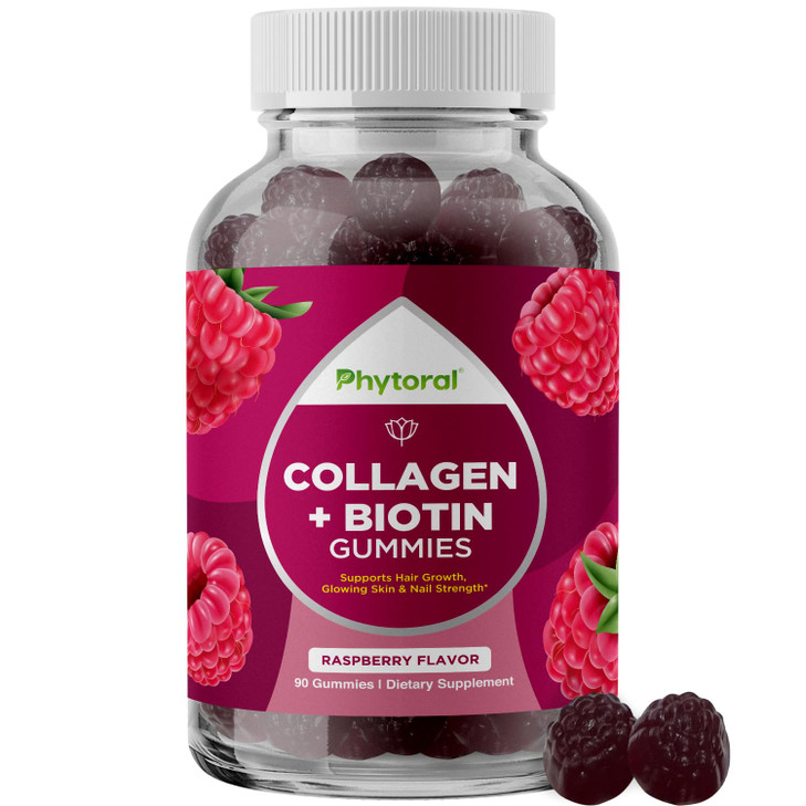 Hydrolyzed Collagen Peptides for Women with Biotin - Hair, Skin and Nails Vitamins for Elasticity, Vitality & Hydration Gummies - Naturally Sourced B