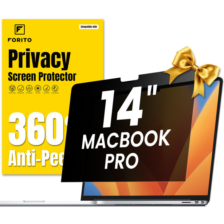 F FORITO 360° Privacy Screen Protector Compatible with MacBook Pro 14 inch (2025-2021, M5 M4 M3 M2 M1 Pro Max Chip), Anti Peeping Anti Glare and Anti