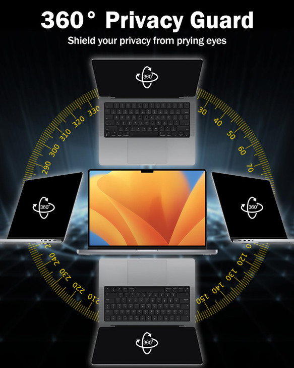 F FORITO 360° Privacy Screen Protector Compatible with MacBook Pro 14 inch (2025-2021, M5 M4 M3 M2 M1 Pro Max Chip), Anti Peeping Anti Glare and Anti