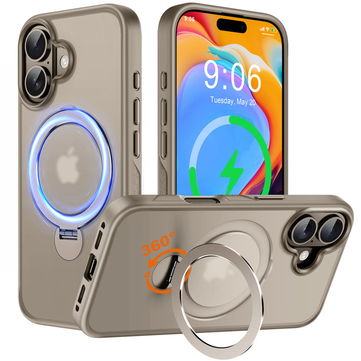 Multi-in-1 [Magnetic+ KickStand+ Ring Holder] for iPhone 16 Case, Compatible with MagSafe, Built-in 360° Rotatable Invisible Stand, Military Shockpro