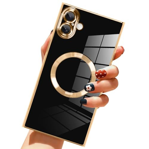 LSL Case for iPhone 16 Plus [Compatible with MagSafe] Soft TPU Bumper Anti-Drop Anti-Scratch Shock Absorption Protective Slim Luxury Plating Magnetic