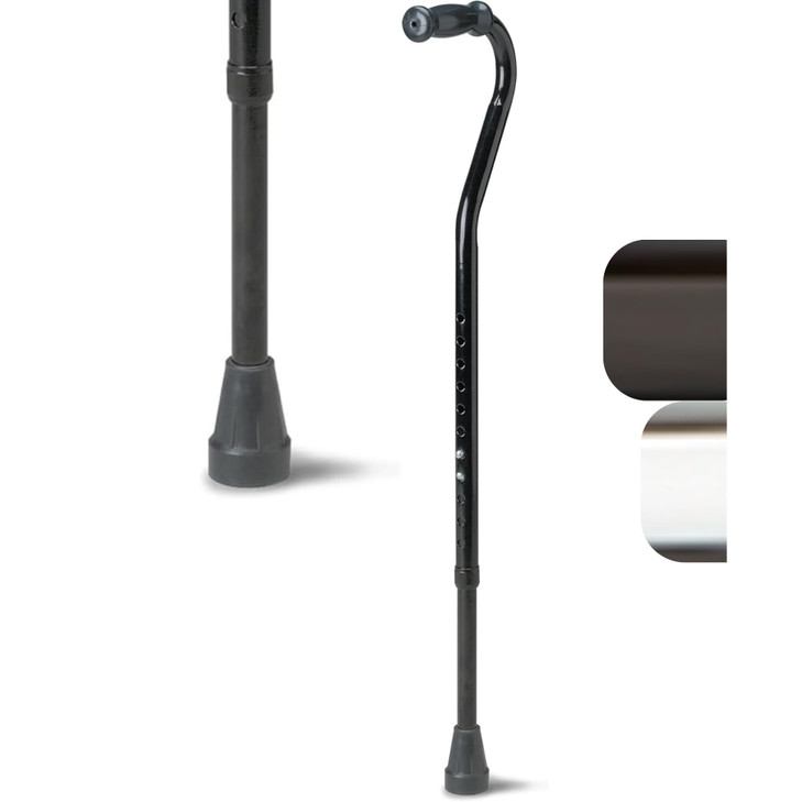 Medline Bariatric Offset Walking Cane for Seniors & Adults, 500 lb Weight Capacity, Adjustable Height 29" - 38", Ideal for Balance Support, Injury &