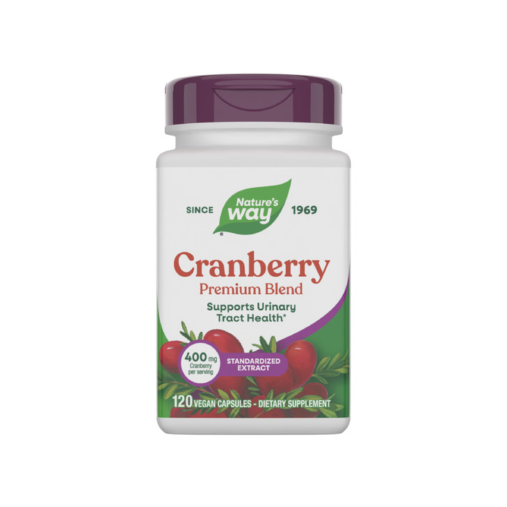 Nature's Way Premium Blend Cranberry, Urinary Tract Health Support*, with 100% Cranberry Concentrate, 400 mg Per Serving, 120 Capsules (Packaging May
