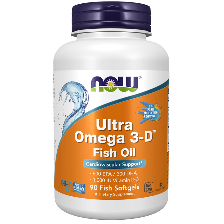 NOW Supplements, Ultra Omega 3-D, Omega-3 Fish Oil + Vitamin D-3, Cardiovascular Support*, 90 Softgels