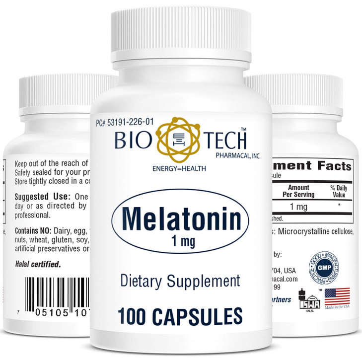 Bio-Tech Pharmacal Melatonin (1mg, 100 Capsules)