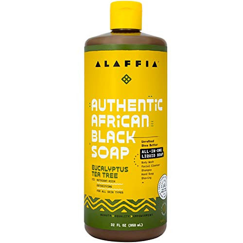 Alaffia Skin Care, Authentic African Black Soap, All in One Liquid Soap, Acne Face Wash, Moisturizing Body Wash, Shampoo, Shaving Soap, Shea Butter,