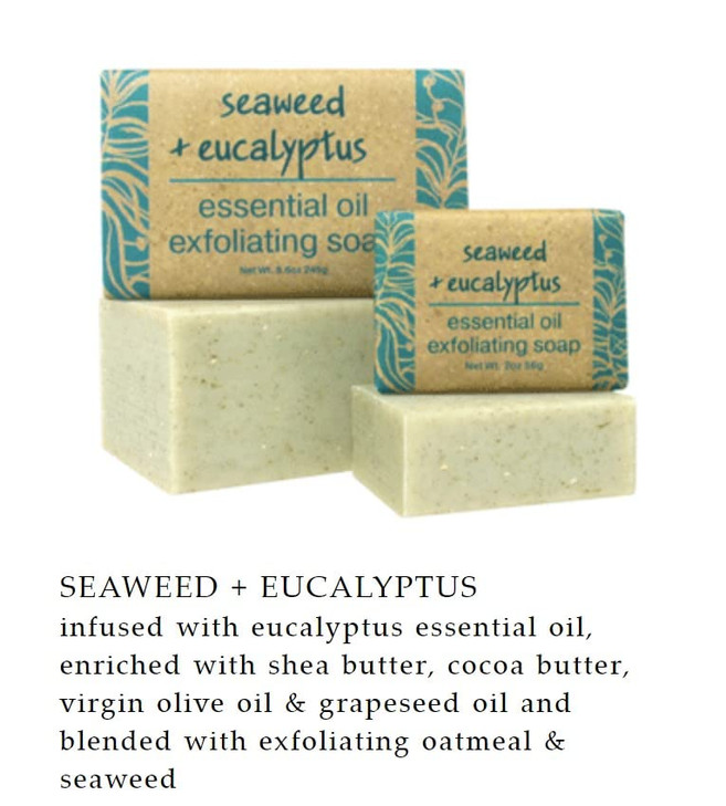 Greenwich Bay Trading Co, Seaweed and Eucalyptus Essential Oil Exfoliating Bath Bar Soap, Set of 2, 8.6 Ounces Each