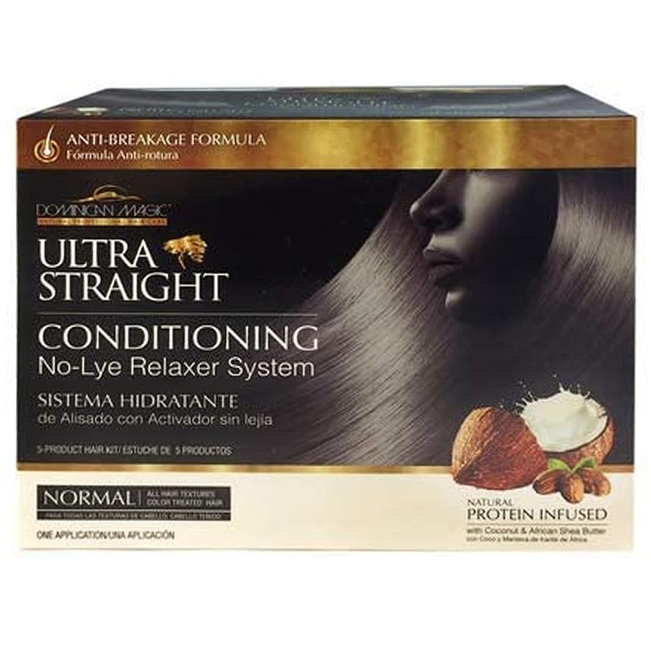 Dominican Magic Ultra Straight No Lye Hair Relaxer  Gentle Formula for Smooth, Frizz-Free, and Straight Hair  7.4oz, Normal Strength, Professional