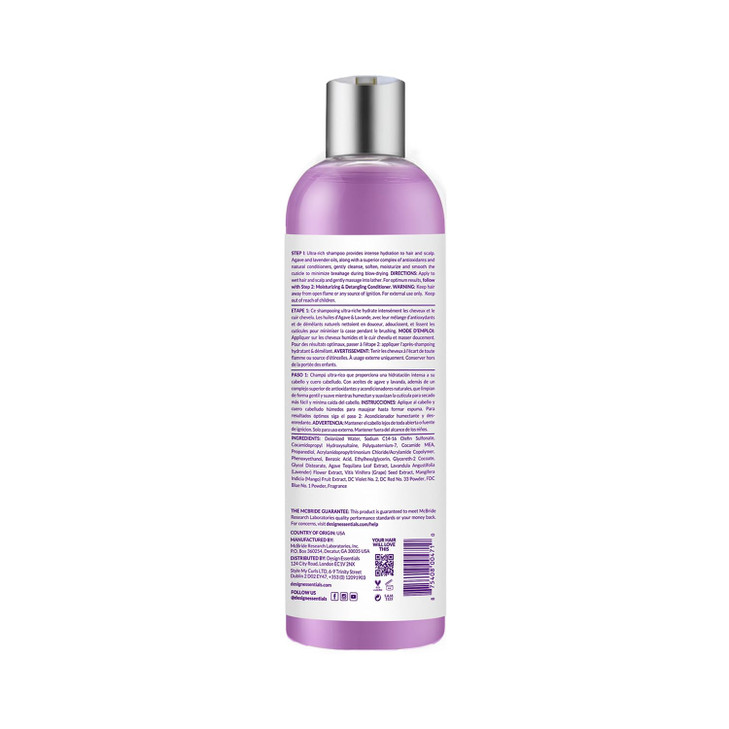 Design Essentials Agave & Lavender Sulfate-Free Moisturizing Shampoo, Nourishing Botanical Blend with Agave and Lavender to Soften & Strengthen Hair,