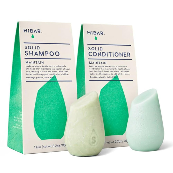 HiBAR - Maintain Shampoo & Conditioner Set - For Well-Balanced Hair - Cleanse & Nourish - Honey, Shea Butter, Coconut Oil & Vitamin B5 - Plastic, Soa