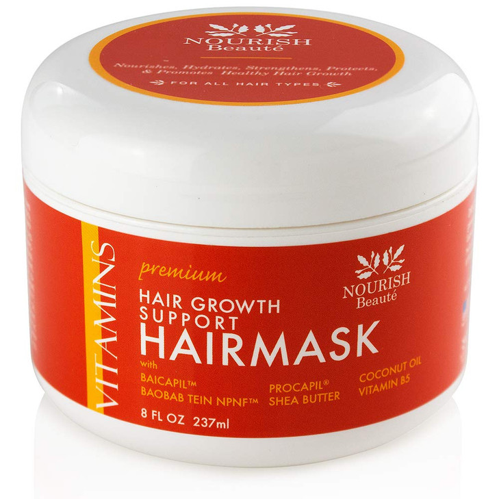 Nourish Beaute Premium Hair Mask for Hair Loss and Deep Conditioning to Promote Hydration and Regrowth on Dry Damaged Hair for Men and Women, 8 Ounce
