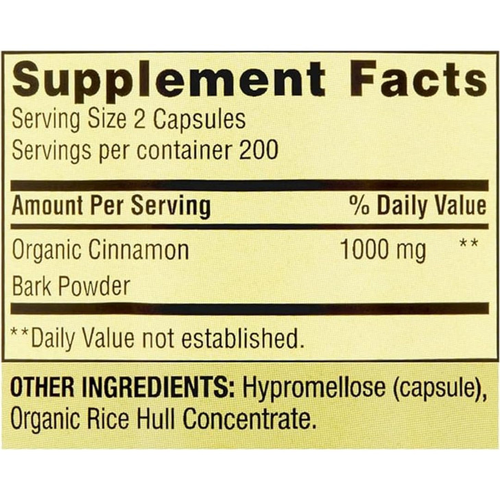 ResMask Spring Valley Cinnamon Dietary Supplement, 1000 mg, 400 Vegetarian Capsules - Metabolism Support. Includes Sticker.