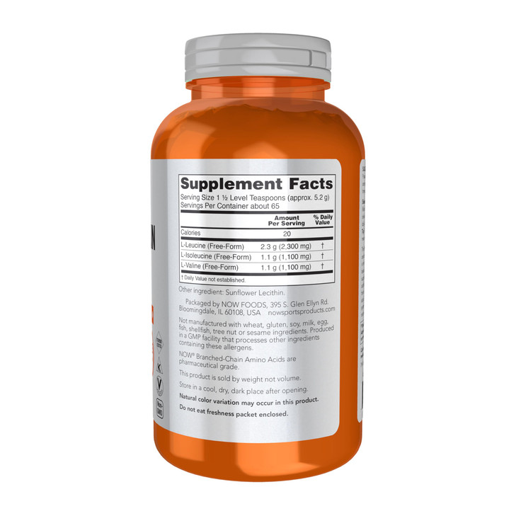 NOW Foods Sports Nutrition, Branched Chain Amino Acid Powder with Leucine, Isoleucine, and Valine, 12-Ounce