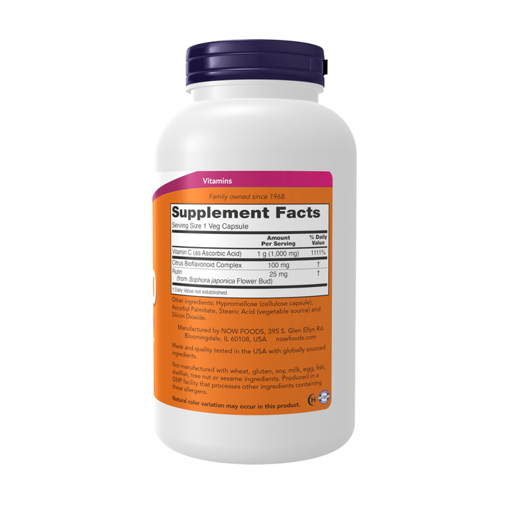 NOW Foods Supplements, Vitamin C-1,000 with 100 mg of Bioflavonoids, Antioxidant Protection*, 250 Veg Capsules