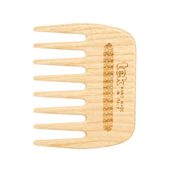 TEK | Wooden Hair Comb with Long Rounded Teeth in Natural Ash Wood, Large Rectangular Wooden Comb Ideal for Detangling and Styling for Wavy and Curly