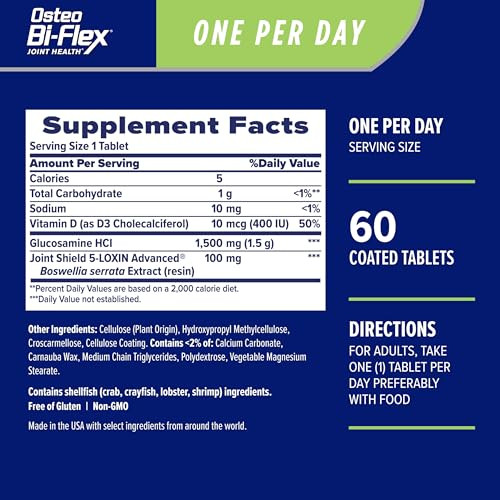 Osteo BiFlex One Per Day Glucosamine Joint Shield Dietary Supplement, Helps Strengthen Joints, 60 Count