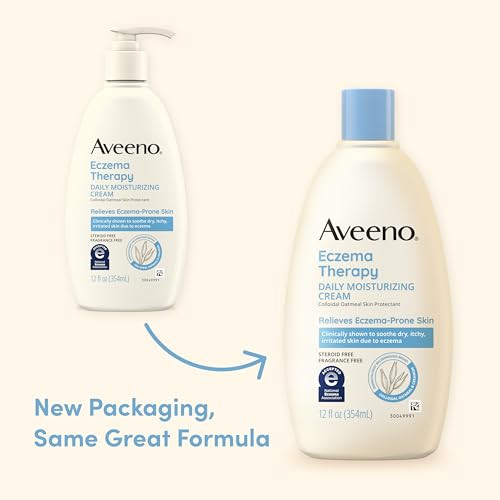 Aveeno Eczema Therapy Daily Moisturizing Body Cream for Sensitive Skin, Soothing Eczema Relief Cream, Colloidal Oatmeal & Ceramide for Dry & Itchy Sk