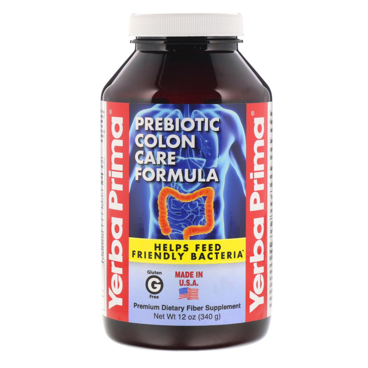 Yerba Prima Prebiotic Colon Care Formula Powder, 12 Ounce - Premium Dietary Fiber Supplement, Gluten Free, Made in USA, Non-GMO